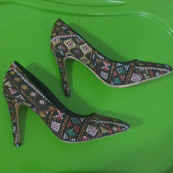 Mix No. 6 multicolor fabric heels - Picture 6 of 11